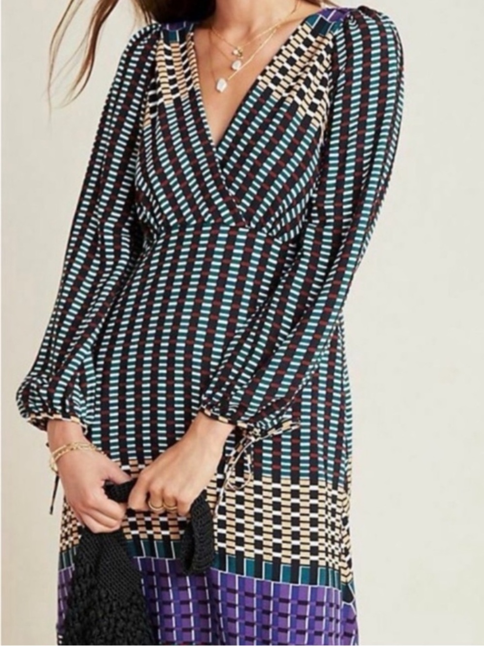 Maeve by Anthropologie Gianna Tunic Dress Size 12 NWT Geometric Retro Midi